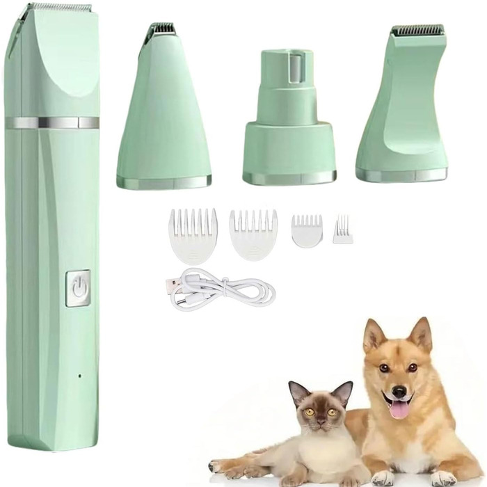 Набір для грумінгу домашніх тварин Tickle Paw 4 в 1: тример для шерсті, машинка для стрижки, шліфувальник для нігтів (для котів та собак)