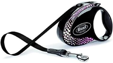 Розсувний повідець Flexi Glam для собак із кристалами Swarovski, онікс-чорний, розмір S