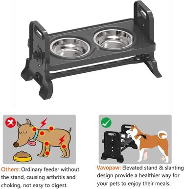 Підвищена годівниця для собак Felenny, регульована висота, 4 рівні, без розливання, повільний диспенсер води для собак та котів