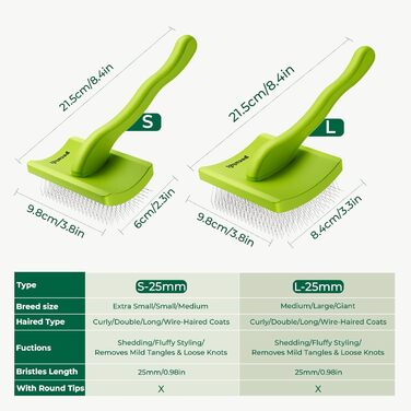 Професійна щітка Pecute Slicker для собак, видаляє підшерсток, ковтуни, 25 мм, S. Ідеально для пуделів, тедді, кокапу, довгошерстих собак. Без липких кульок.