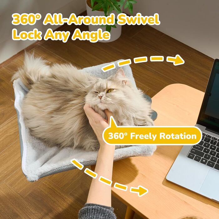 Підвісне ліжко для котів CATISM 360° - зручне котяче ліжко-гамак, сіре, 36x38 см, до 20 кг