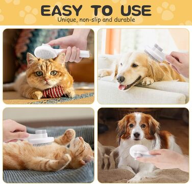 Гребінець для собак і котів, вичісувальна щітка, щітка для видалення шерсті, кнопка очищення одним кліком (сірий)