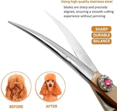 Криворізні ножиці для собак 7.0' - професійні ножиці для грумінгу з японської нержавіючої сталі. Ідеально підходять для собак та котів. Рожеве золото.