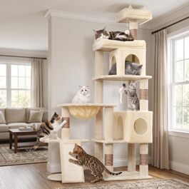 Комплекс для котів Kratzbaum XL 173 см бежевий: Дряпка, будиночок, платформа, кошик, сизаль