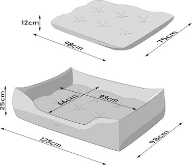 Ліжко для собак - подушка для великих собак, кошик для собак, легко миється, підняті бортики, XXL, 125x98 см, Коричневий