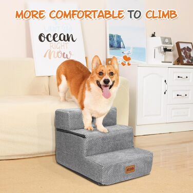 Сходинка для собак Nobleza, рампа для тварин, 3 сходинки, для собак та котів, під ліжко/софу