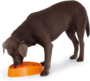 Миска для собак Slow Feeder, Anti-Schling, 700 мл, оранжева - для собак середніх та великих порід