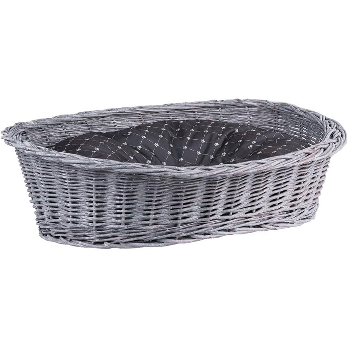 Корзина для собак та котів з плетеної лози, 80x60x26 см (Сірий/Чорний)