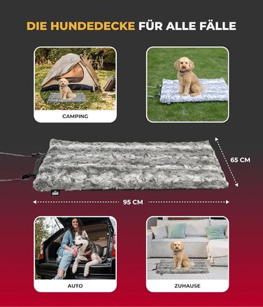 Водонепроникна собача підстилка HS-Hundebett Outdoor M 65x95 см, прана, 3 см наповнювач, для дому та подорожей, сіра, вироблено в Німеччині