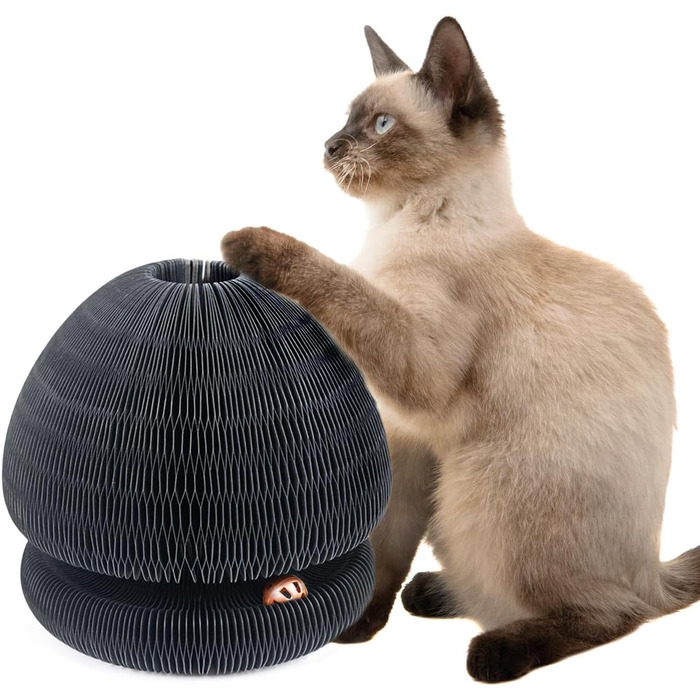 Іграшка для котів CanadianCat Kratzspielzeug: когтеточка з ігровими кульками, чорна, 27,5 x 28 см