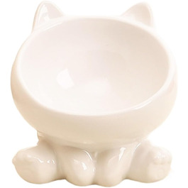 Керамічна годівниця для котів YLWX з підняттям, нахилена, захист шиї, годівниця для котів та собак, керамічна, біла