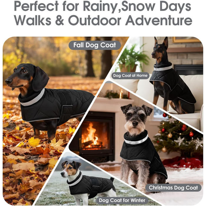 Зимова куртка для собак середнього розміру Asenku, флісова, водовідштовхувальна, з отвором для шлейки, зелена (M, чорний)