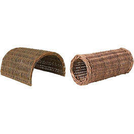 TRIXIE Плетений місток та тунель з лози для морських свинок, 30×16×30 см і 15×33 см