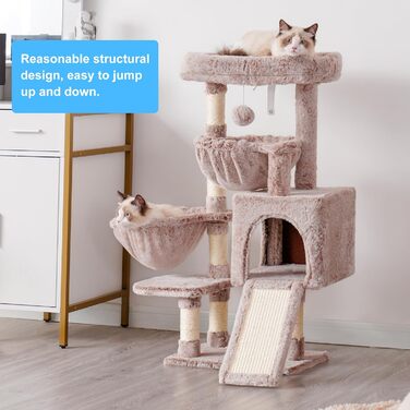 Дерев'яний котячий комплекс Hey-brother Muchroom MPJ006SMU для домашніх котів: багаторівнева когтеточка, ігровий будиночок, зручне ліжко, гамак, сизалеві стовпи
