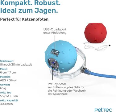 Автоматична іграшка для котів PetTec® з лазерним вказівником та м'ячиком - інтерактивна іграшка для котів 24/7, електрична