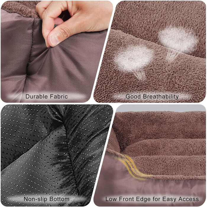 Велике собаче ліжко, ортопедичне XXL, м'яке та комфортне для великих собак, з неслизьким дном (XXL 100x80x22 см, коричневе)