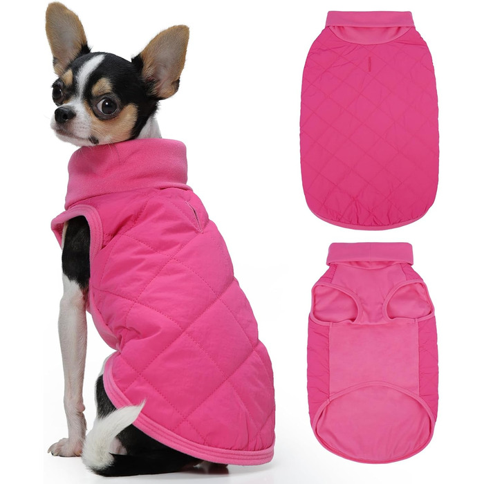 Флісова куртка для собак FUAMEY, тепла зимова жилетка, легкий накид, пуловер, дихаюча, з високим коміром, вітронепроникна, водовідштовхувальна, для цуценят, коричнева, розмір L (XS, рожевий)