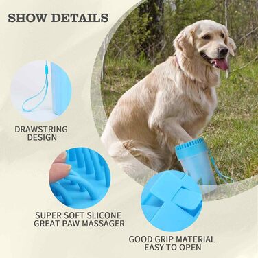 Очисник лап для собак, портативний, силіконовий, для котів та собак, блакитний