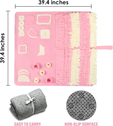 Килимок для носа собак великих та малих (100,1 x 100,1 см) – розвиваюча іграшка, легко заповнювати, машинне прання, навчання, активність/іграшка для домашніх тварин, ідеально для зняття стресу, рожевий