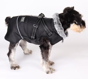 Зимові куртки для собак, жилети для собак з шлейкою, теплі куртки для собак, зимові куртки для собак на вітер та воду, куртки з світловідбиваючими елементами, флісові куртки для маленьких, середніх та великих собак (чорний, S)