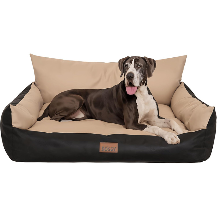 Водонепроникне ліжко для собак великих порід - ліжко-софа для собак, ліжко для собак середніх порід Joker, миється, знімний коврик, ліжко для собак Oeko-Tex, 106x80 см (XXXL, Бежевий)