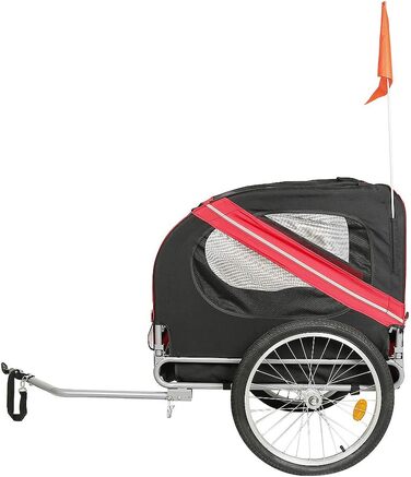 Дитячий причіп 2-в-1 для велосипеда з функцією бігу, причіп для собак середніх порід, вантажопідйомність до 40 кг (червоний / чорний)