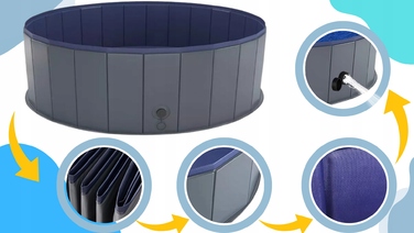 Складаний басейн для собак Wobell, сірий, 100x30 см, 230 л