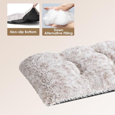 М'яке ліжко для собак EHEYCIGA, велике, XXL, 120x90 см, з довгим плюшем, неслизьке, коричневе, миється