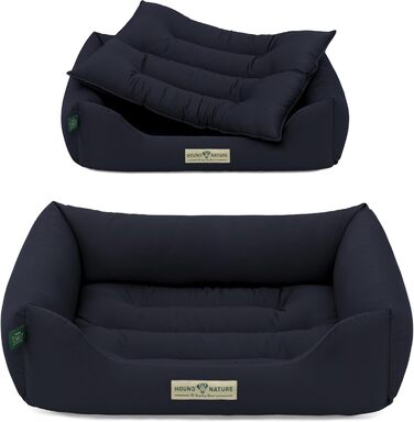 Екологічне ліжко для собак HOUND & NATURE Bern S, м'яке, темно-синє, 75x60 см, для маленьких порід, двостороння подушка, можна прати