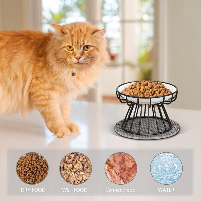Підвищені годівниці для котів Katzennapf Erhöht - 2 шт. Керамічні миски з підставкою, захист шиї, для корму та води
