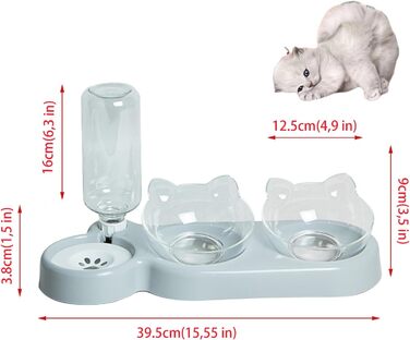 Автоматичний поїльник для котів та собак | Набір мисок з диспенсером води | Безпечний, знімний, BPA-Free (сірий)