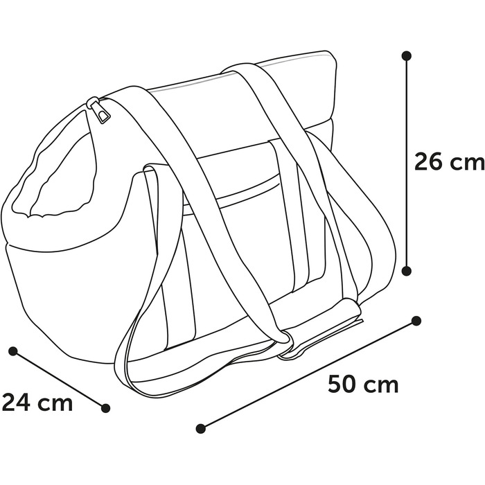Сумка для собак Danira сірого кольору – 50x24x26см – поліестер, знімний килимок та дно, страховочна стрічка, кишеня, легко миється