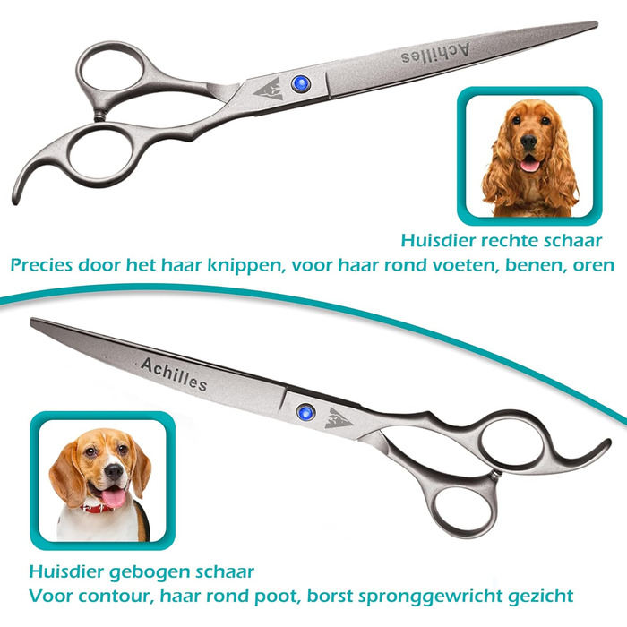 Набір професійних ножиць для грумінгу собак Achilles – 17,8 см, для догляду за шерстю