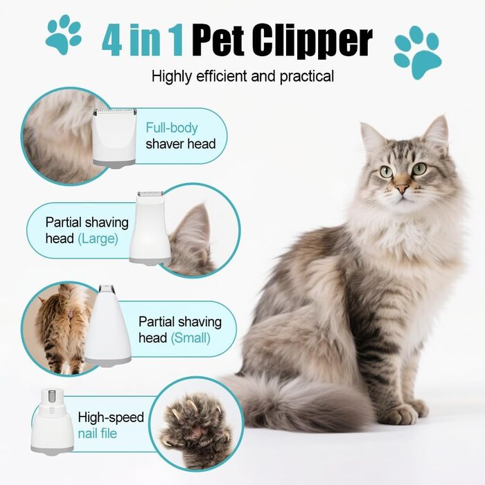 Електричний триммер для собак: LED-підсвітка, сталь, для догляду за лапами, вухами та обличчям