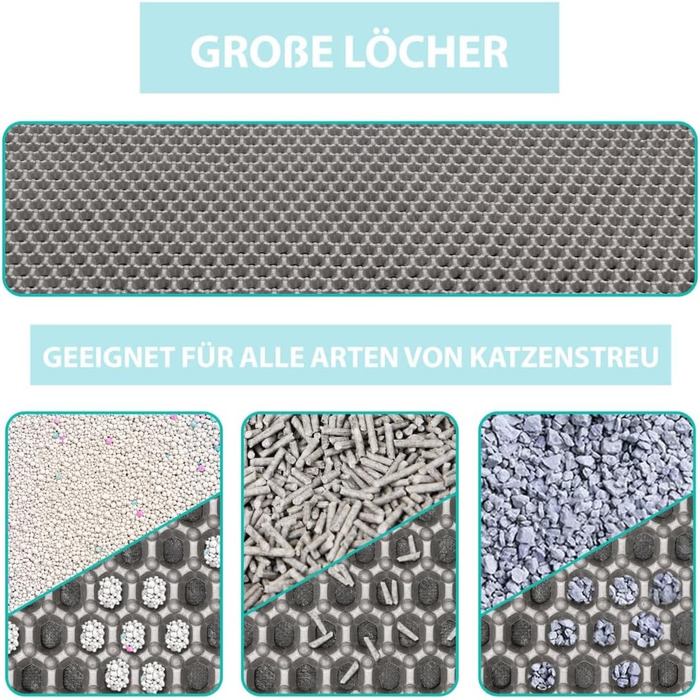 Matte Plazzid® для котячого туалету: XXL, 90x60 см, сіра, водонепроникна, з кріпленням