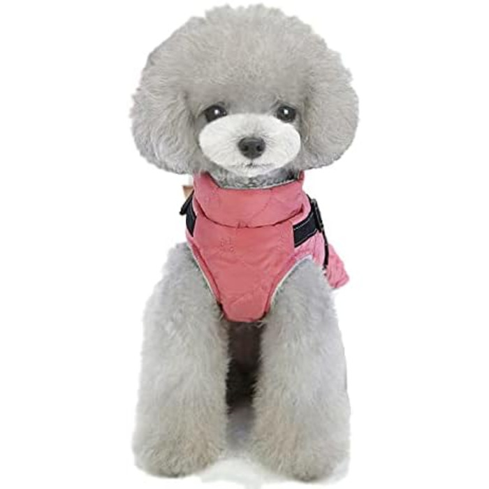 Теплий зимовий одяг для собак: куртка, жилетка, пуловер. Відбиваючий елемент, бавовна, без рукавів. Розмір S, колір рожевий