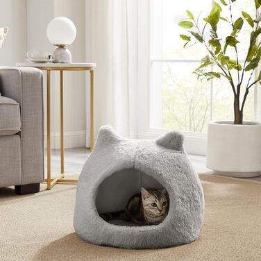 Будиночок Meow Hut для котів та собак з хутром, сірий, розмір S