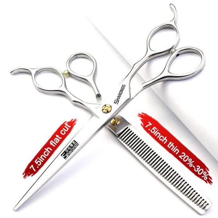 Професійний набір ножиць для стрижки та проріджування волосся, чорний нержавіючий сталь J44C, 5.5'/ 6'7/7.5 дюймів (7 дюймів, 4 шт) (7.5 дюймів, 2 шт)