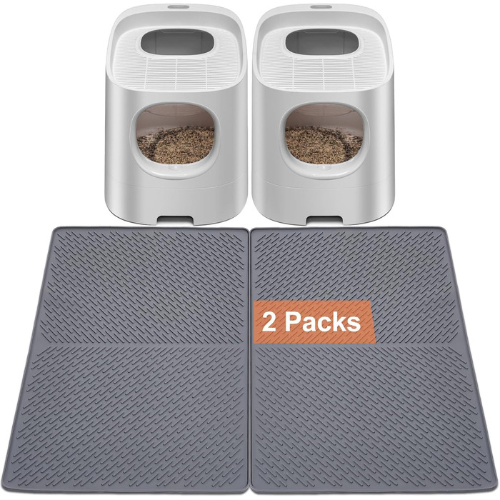 Килимок для котячого туалету Odoland, 2 шт., 71 x 51 см, сірий, силіконовий, вологостійкий