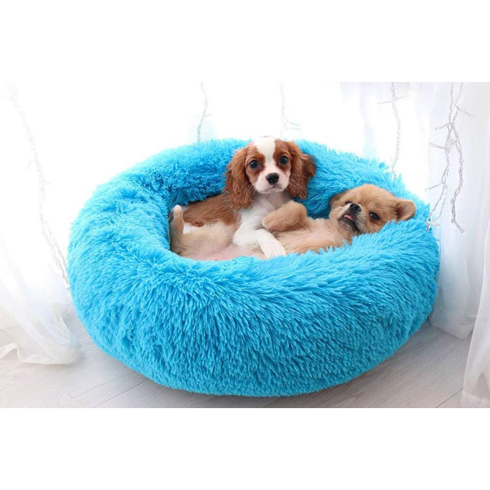 Кімната-будиночок для тварин у формі пончика, софа для собак і котів, гніздо для домашніх тварин, ліжко для собак, м'яке ліжко для котів і маленьких собак, спальний мішок для тварин (40 см, блакитний)