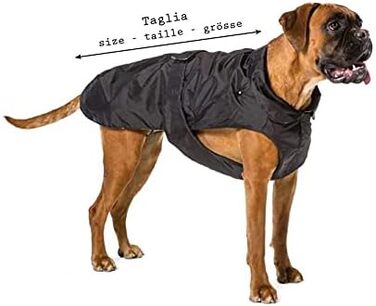 Елегантний теплий дощовик для собак породы боксер, чорного кольору, 65 см