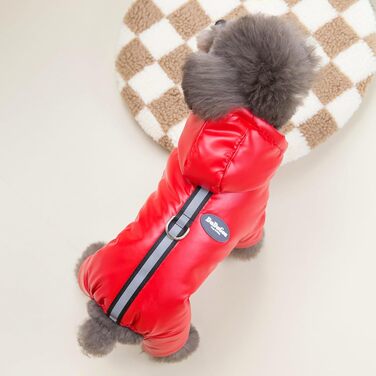 Теплий зимовий одяг для собак Izefia: куртка-комбінезон, бавовна, червоний, L (довжина спини 27 см)