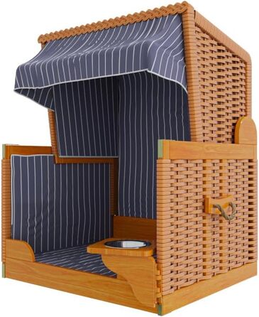 Клітка-лежанка для собак Outgarden з дерева, з водою/мискою та захисним чохлом, чорна з синьо-білими вставками, для малих собак