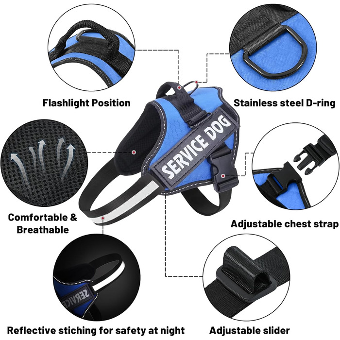 Шлейка для собак проти тяги, дихаюча, регульована, для прогулянок та дресирування, нагрудник, для вулиці, легкий контроль, XS, синій