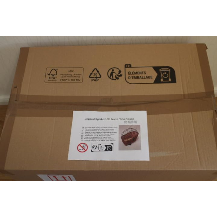 Кошик для велосипеда Marcus Hundefahrradkorb для багажника з плетеної лози з металевою сіткою, кошик для покупок