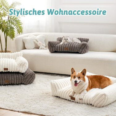 М'яке ліжко для котів COZY KISS, 65x44x30 см (Сірий) - для великих котів та маленьких собак, з антиковзаючою основою