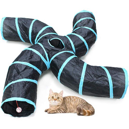 Туннель для котів Bemodst 4-Way, інтерактивна іграшка-лабіринт для кошенят, кроликів, щенят, хорячків, морських свинок