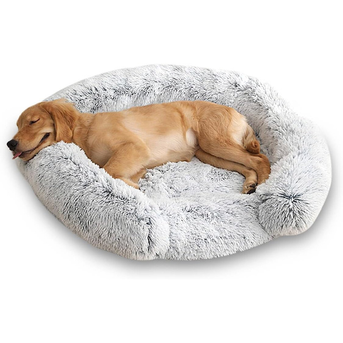 Ортопедичне ліжко для собак середнього розміру, знімний та миючий чохол, м'яке ліжко-подушка для собак та котів, C-подібної форми, сіре, 60x60x10 см
