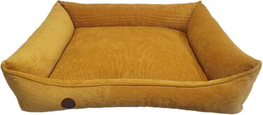 Ортопедичне ліжко для собак, суглобозахисне, миється, для великих, середніх та маленьких собак, гірчичний колір (L=99/79/18см)