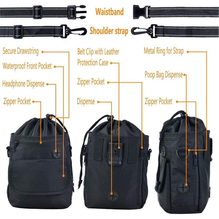 Сумка для собак Hanwell для ласощів та іграшок з дозатором для відходів, водонепроникна, сіра